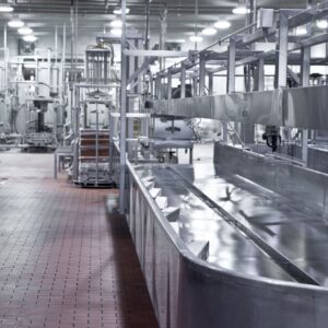 an industrial food line in a warehouse